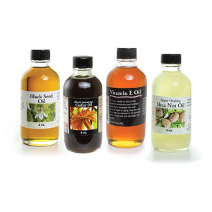 Healing Oils Set - Black Seed Oil - Vitamin E Oil - Shea Nut Oil - Black Jamaican Castor Oil