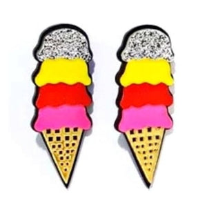 Ice Cream Cone Acrylic Stud Statement Fashion Jewelry Earrings