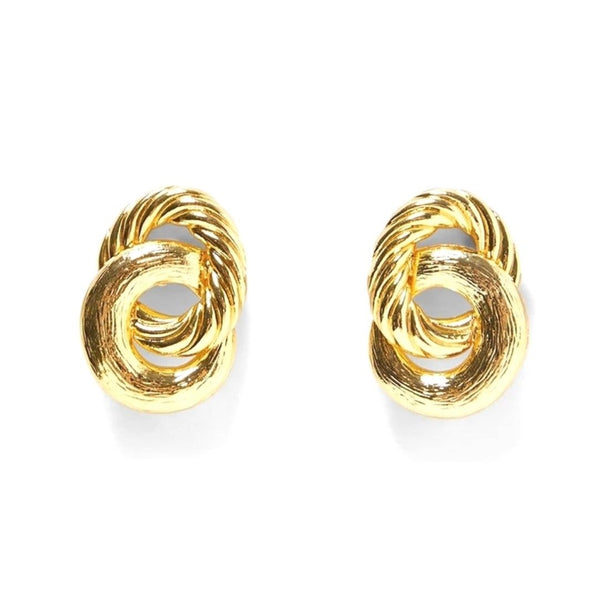 Rope Knot Gold Tone Stud Fashion Jewelry Earrings