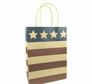 Patriotic Kraft Handle Paper Party Favor Wedding Gift Bags - Set of 12
