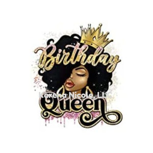 Ready To Press DTF Transfer Birthday Queen Crown Purple Glitter Sparkle