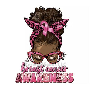 Ready To Press DTF Transfer Breast Cancer Awareness PINK Leopard Glasses