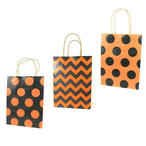 Orange Black Assorted Kraft Handle Paper Party Favor Wedding Gift Bags - Set of 9