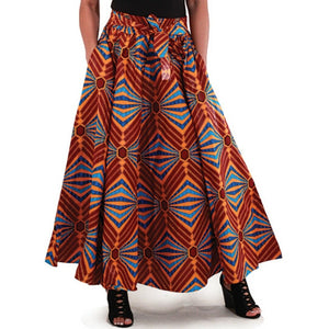 Retro African Multi Color Maxi Skirt with Matching Headwrap