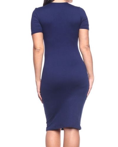 Capella Plussize Navy Blue Basic Bodycon Short Sleeve Dress