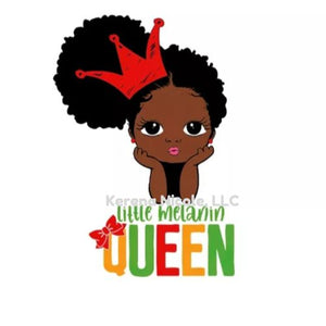 Ready To Press DTF Transfer Little Melanin Queen Red Crown