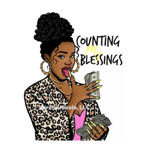 Ready To Press DTF Transfer Ms Melanin Counting My Blessings