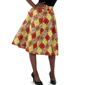 Diamond Pattern Flare African Skirt with Matching Headwrap