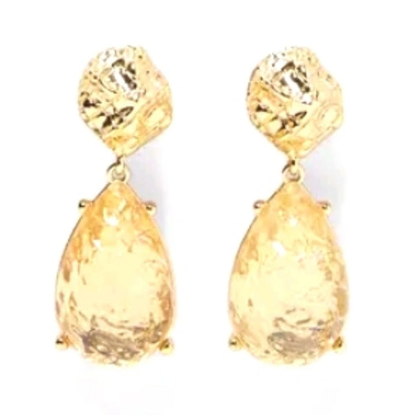 Elegant Evening Gold Tone Teardrop Dangle Fashion Jewelry Earrings