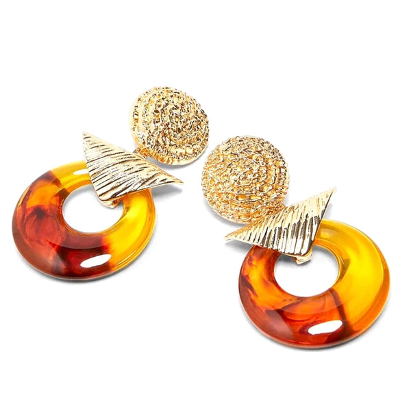 Grand Entrance Amber Gold Tone Dangle Drop Fashion Jewelry Earrings