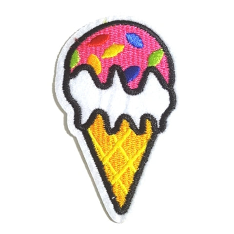Sprinkle Pink Ice Cream Cone Iron-On Patch