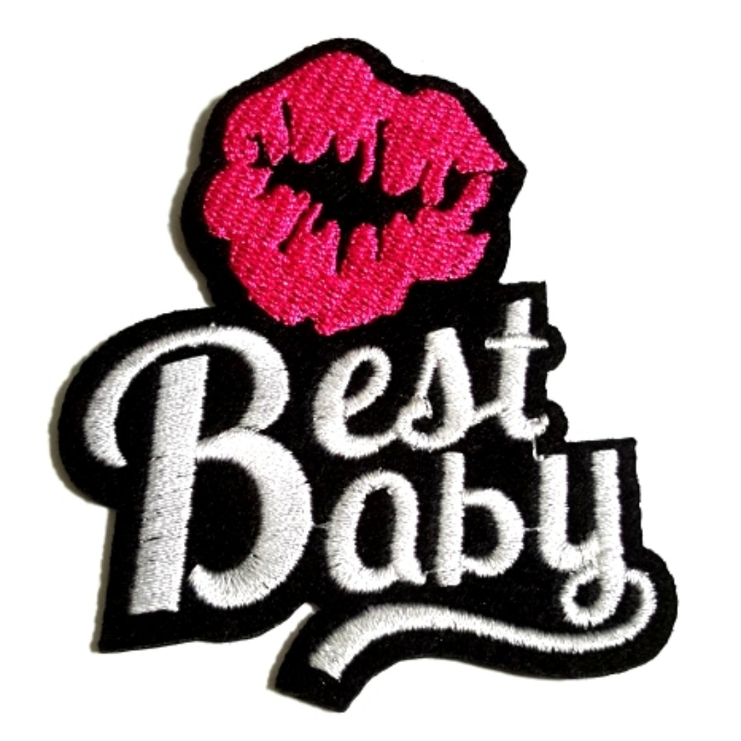 Pink Lips Best Baby Word Expression Iron-On Patch