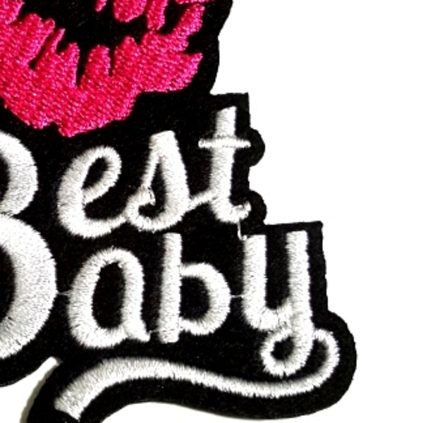 Pink Lips Best Baby Word Expression Iron-On Patch