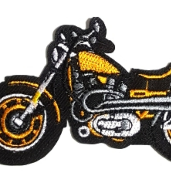 Motorcycle Yellow Black Iron-On Patch