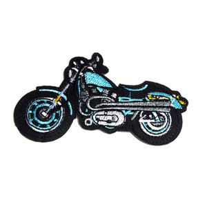 Motorcycle Blue Black Iron-On Patch