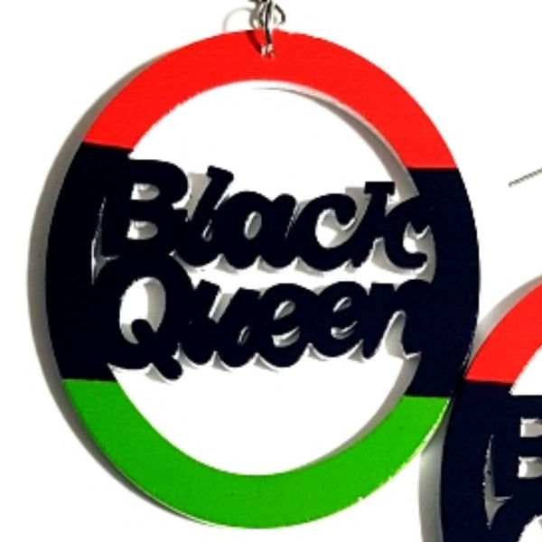 BLACK QUEEN Liberation RBG Statement Dangle Wood Earrings