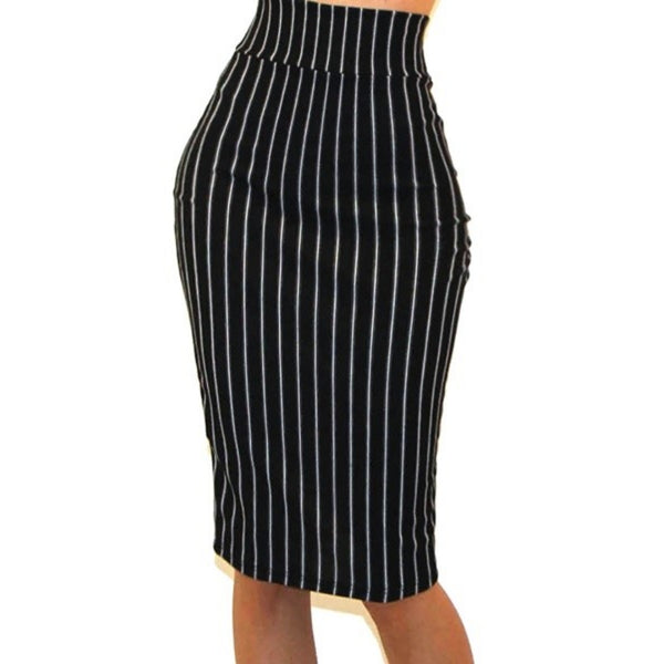 Got Style Black White Pinstripe Bodycon Casual Pencil Skirt