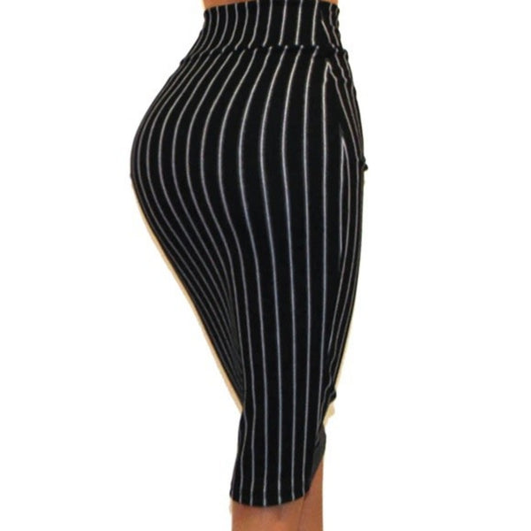 Got Style Black White Pinstripe Bodycon Casual Pencil Skirt