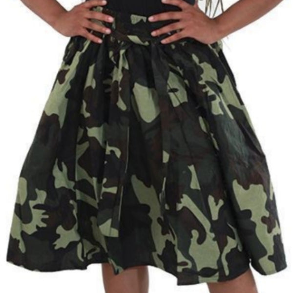 Green Camouflage Flare African Skirt with Matching Headwrap