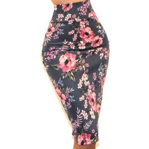 Got Style Gray Pink Floral Bodycon Spandex Casual Pencil Skirt