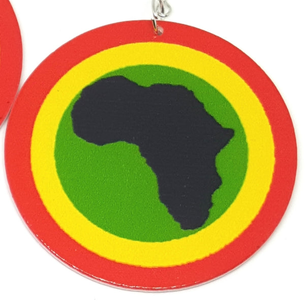AFRICA Rasta Statement Dangle Wood Earrings