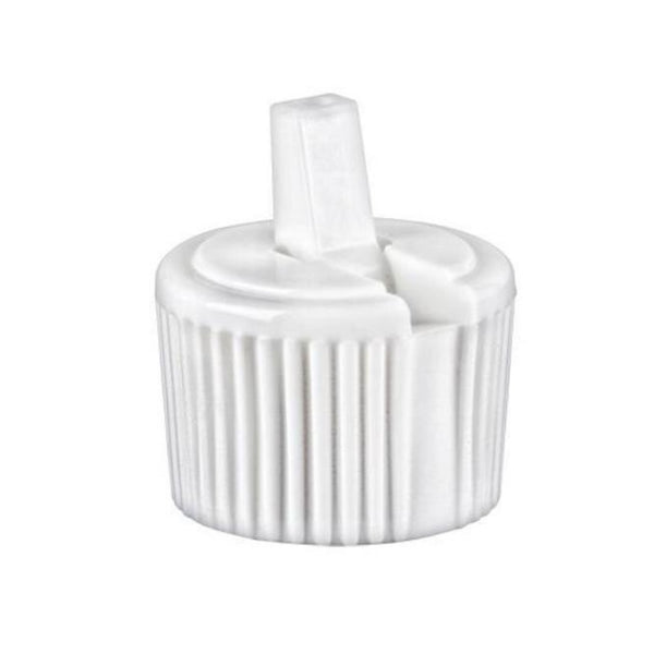 White Ribbed Dispensing Caps - Bottle Cap Size: 24-410 - Set of 25