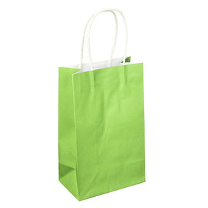 Lime Green Kraft Handle Paper Party Favor Wedding Gift Bags - Set of 8