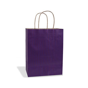 Plum Purple Kraft Handle Paper Party Favor Wedding Gift Bags - Set of 18
