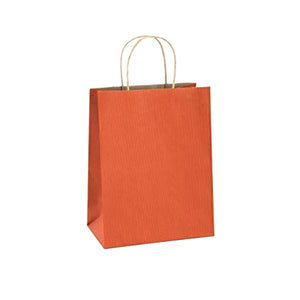 Orange Kraft Handle Paper Party Favor Wedding Gift Bags - Set of 10