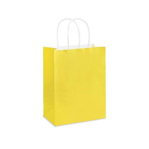 Yellow Kraft Handle Paper Party Favor Wedding Gift Bags - Set of 8