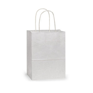 White Kraft Handle Paper Party Favor Wedding Gift Bags - Set of 3