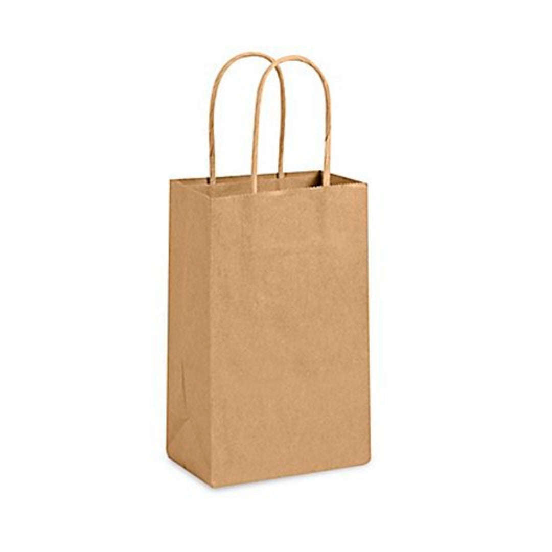 Brown Kraft Handle Paper Party Favor Wedding Gift Bags - Set of 25