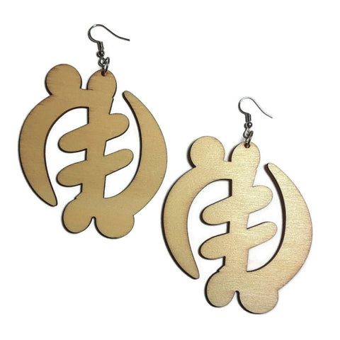 AFRICAN ADINKRA SYMBOL Unfinished Ready to Decorate Natural Wood Earrings - Set of 3 Pairs