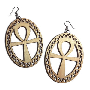 ANKH Unfinished Ready to Decorate Natural Wood Earrings - Set of 3 Pairs