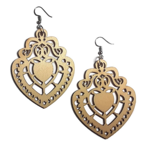CHANDELIER HEART Unfinished Ready to Decorate Natural Wood Earrings - Set of 4 Pairs