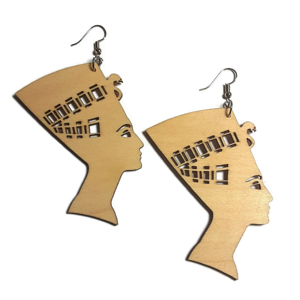 NEFERTITI Unfinished Ready to Decorate Natural Wood Earrings - Set of 3 Pairs