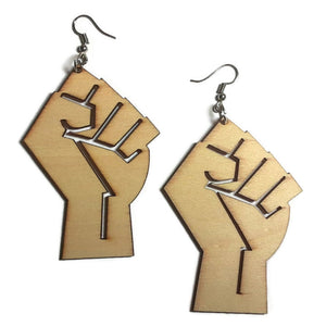 POWER FIST Unfinished Ready to Decorate Natural Wood Earrings - Set of 3 Pairs