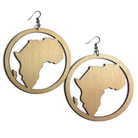AFRICA CIRCLE Unfinished Ready to Decorate Natural Wood Earrings - Set of 3 Pairs