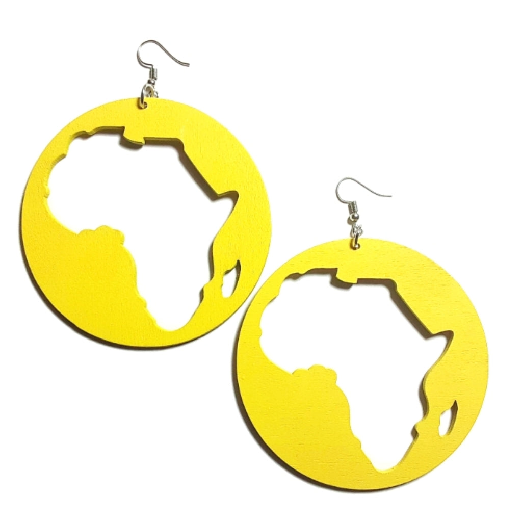AFRICA Natural Statement Dangle Wood Earrings