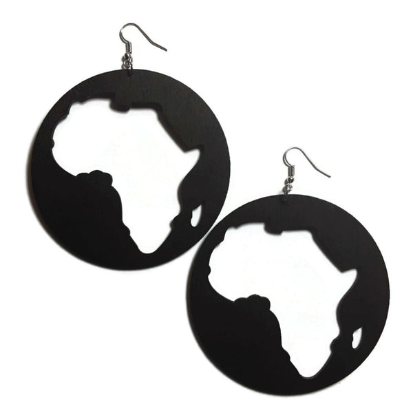 AFRICA Natural Statement Dangle Wood Earrings