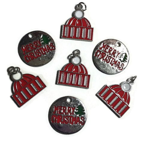 Merry Christmas Necklace Earring Bracelet Charms - Set of 7