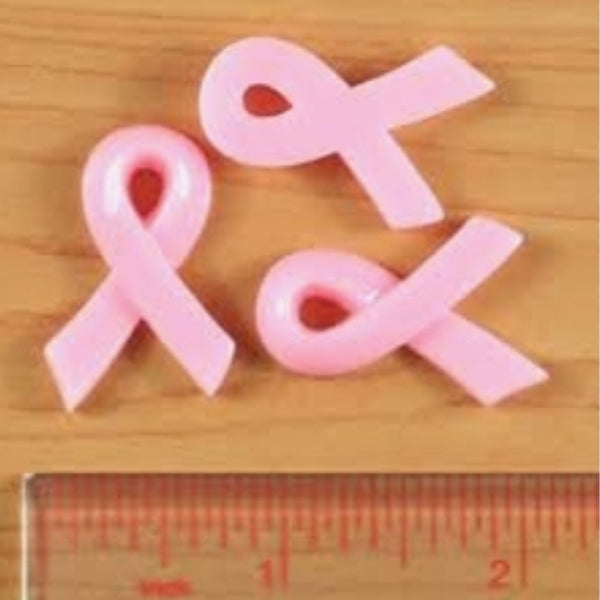 Pink Ribbon Cancer Awareness Flatback Cabochon - Set of 16