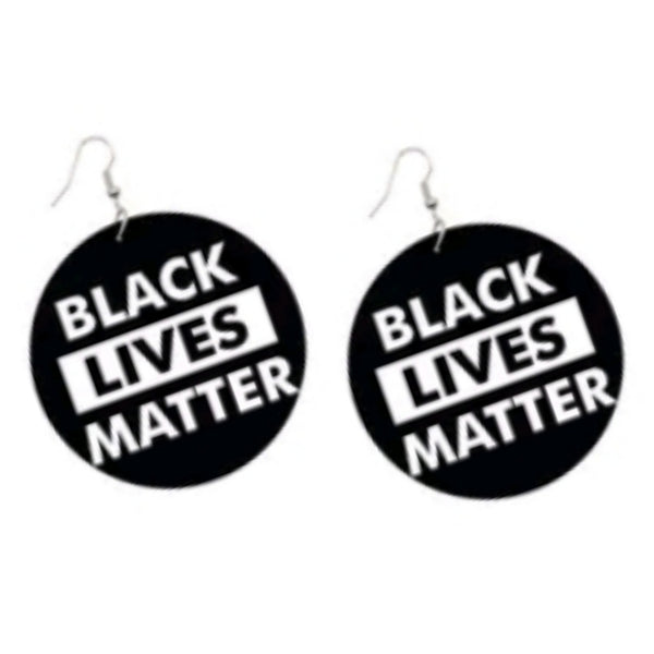 Black Lives Matter Statement Dangle Wood Earrings