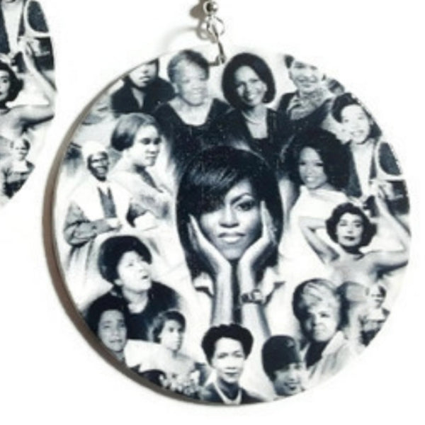 Phenomenal Black Women of History Statement Dangle Wood Earrings