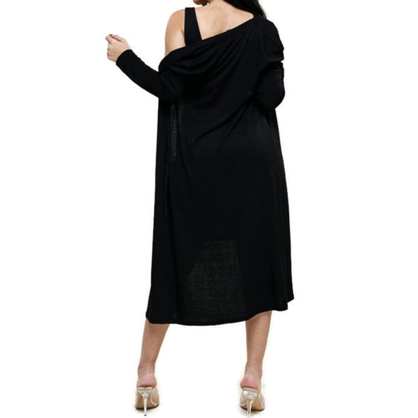 MM Black Bodycon Sleeveless Dress with Matching Cardigan 2 Piece Set