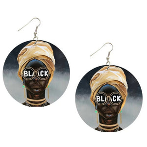 BLACK Goddess Statement Dangle Wood Earrings