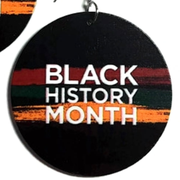 Black History Month Statement Dangle Wood Earrings