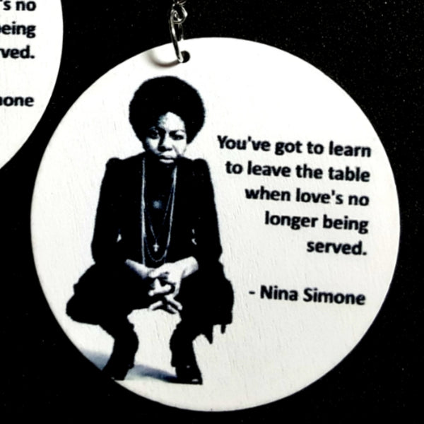 Nina Simone Respect Reminder Statement Dangle Wood Earrings