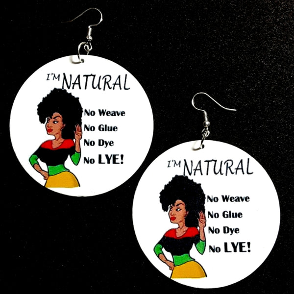 All Natural Liberation Statement Dangle Wood Earrings