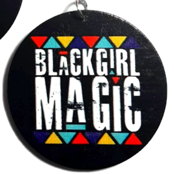 BLACK GIRL MAGIC in Colors Statement Dangle Wood Earrings